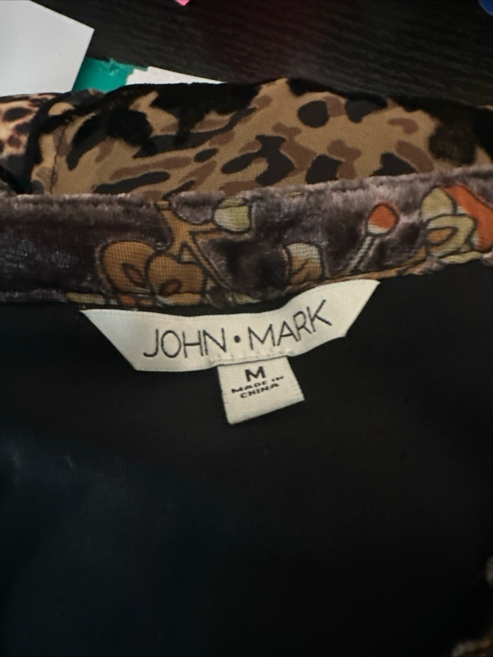 John Mark Velvet Embroidered Patchwork Tunic animal print BoHo country cottage - Picture 12 of 14